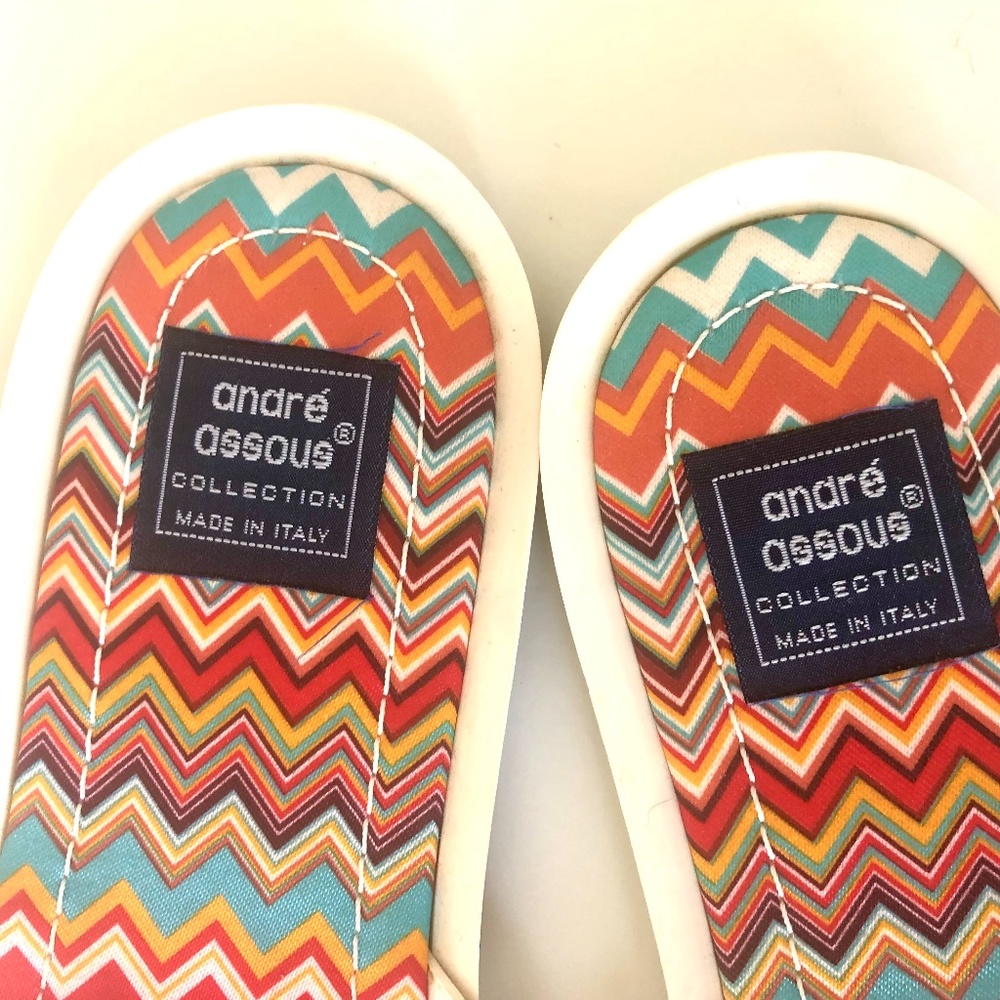 Andre Assous White With Multi Color Zigzag Patter… - image 4